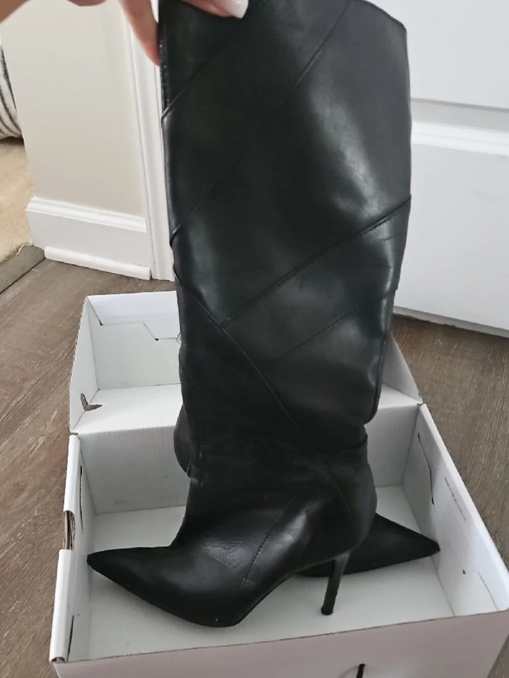 Aldo Black Pointed-Toe Over-the-Knee Stiletto Boots